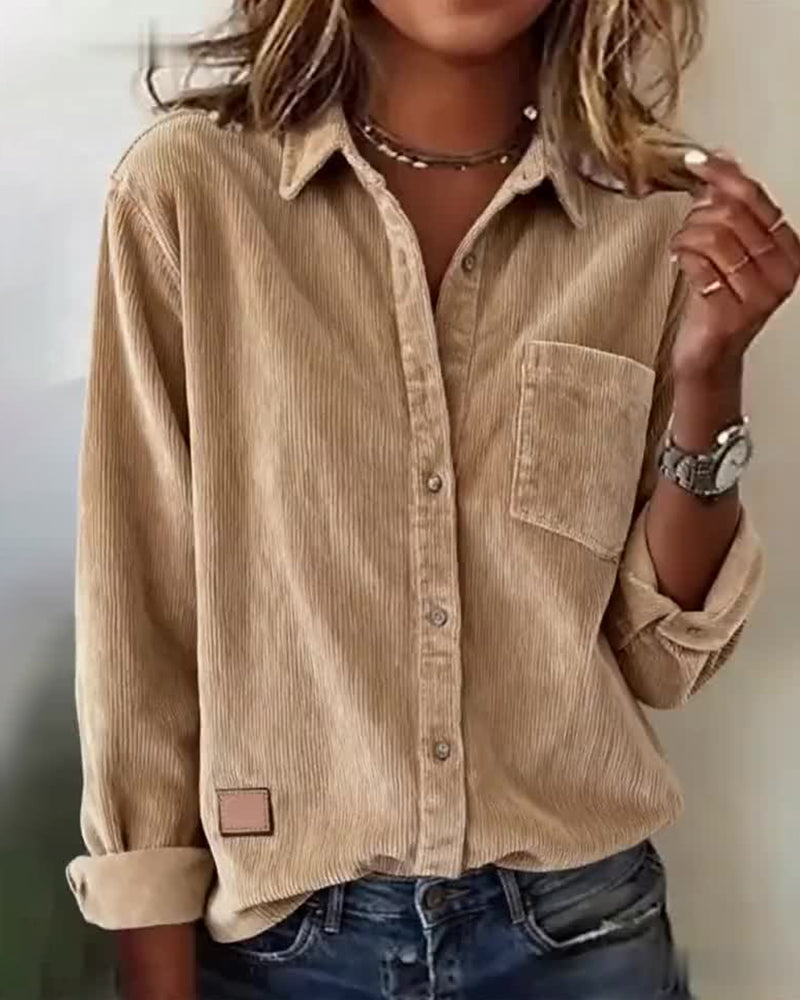 Chemise Tendance Velours Côtelé Revers