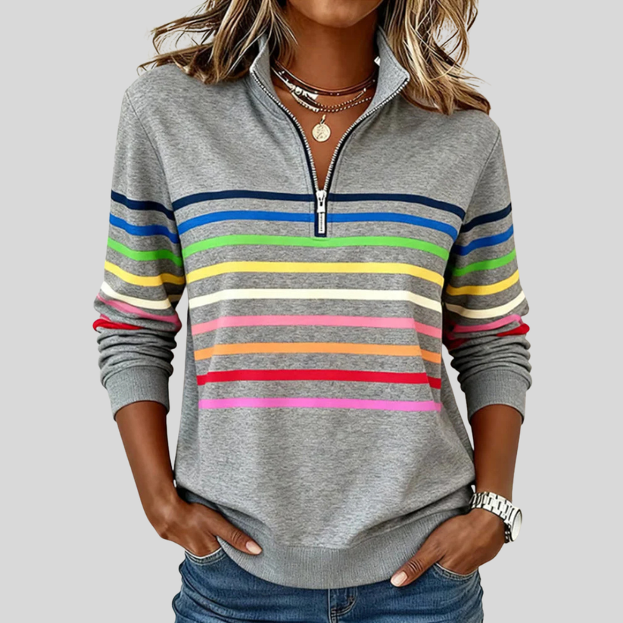 Nathalie | Sweat Zippé Rayures Multicolores