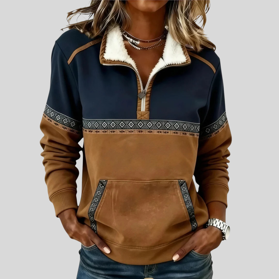 Lucie | Pull Demi-Zip Bicolore