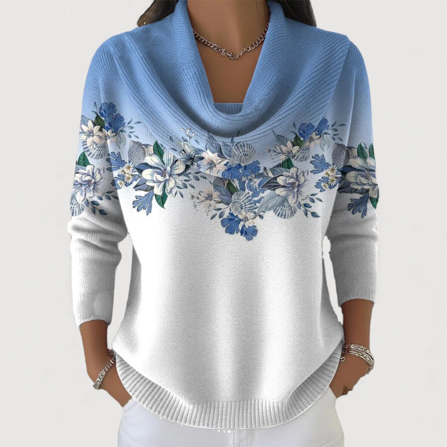 Aube | Pull fleuri à col roulé