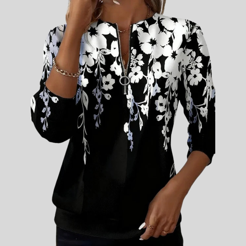Aveline | Sweat Zippé Fleurs Graphiques