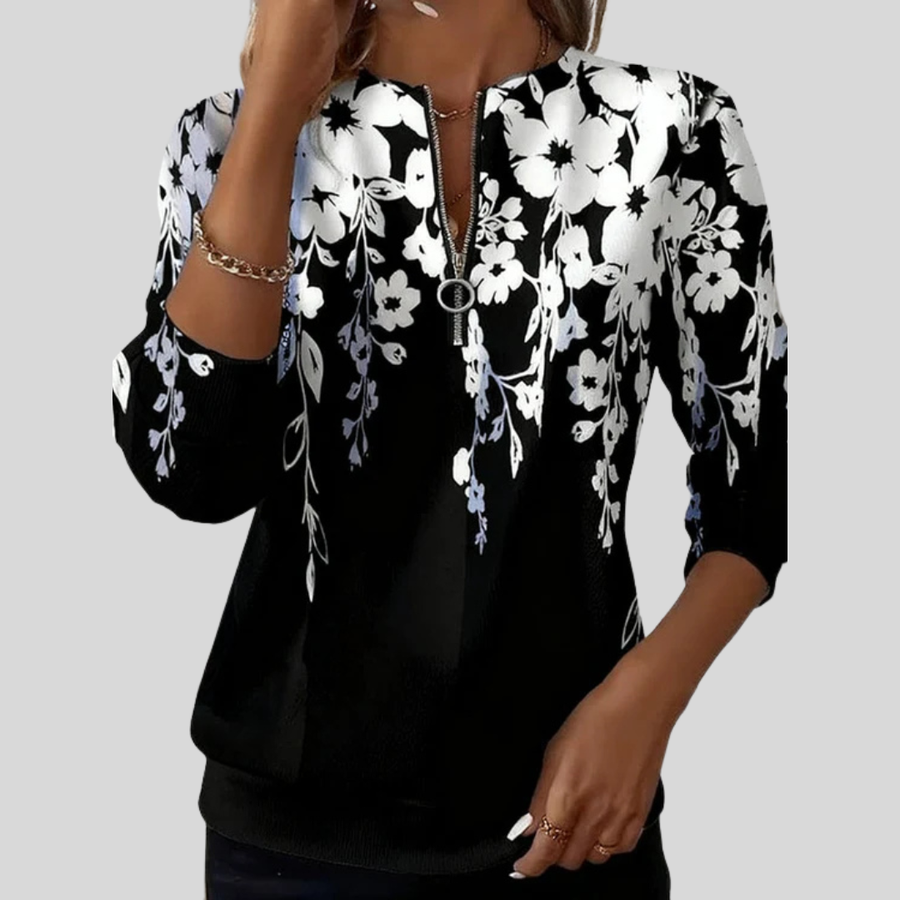 Aveline | Sweat Zippé Fleurs Graphiques