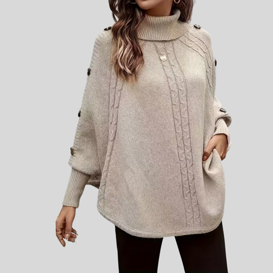 Léa | Poncho Col Roulé Torsadé