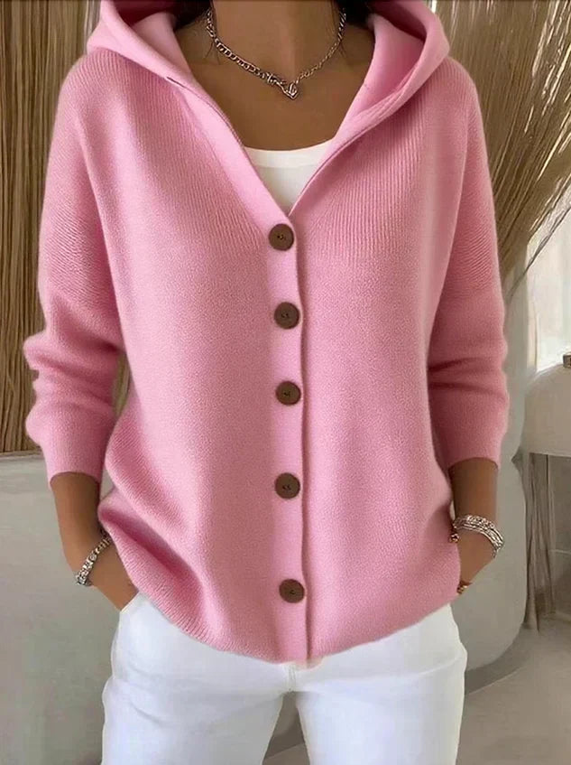 Solène | Gilet long à capuche en tricot