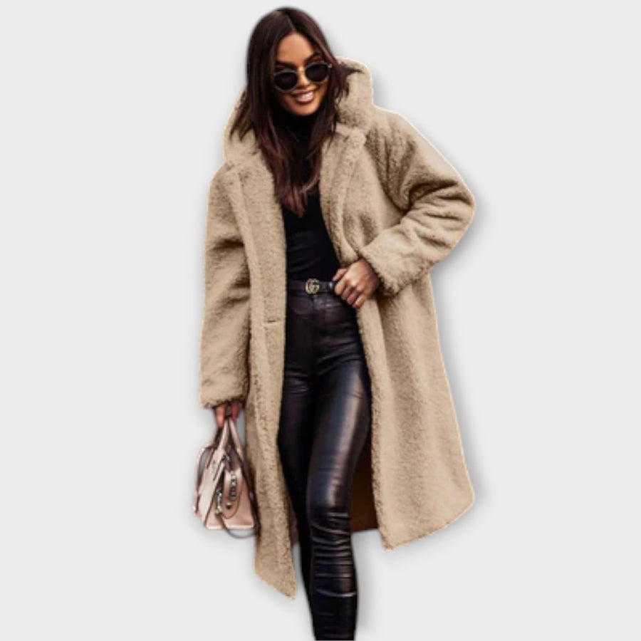 Jeanne | Manteau Effet Laine à Capuche
