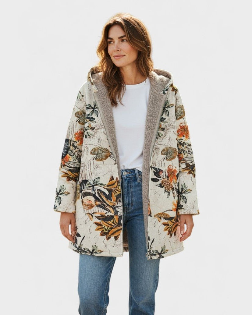 Hélène | Manteau à Capuche Fleuri Bohème