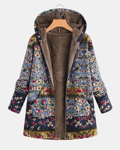 Éléonore | Sweat à Capuche Fleuri Sherpa