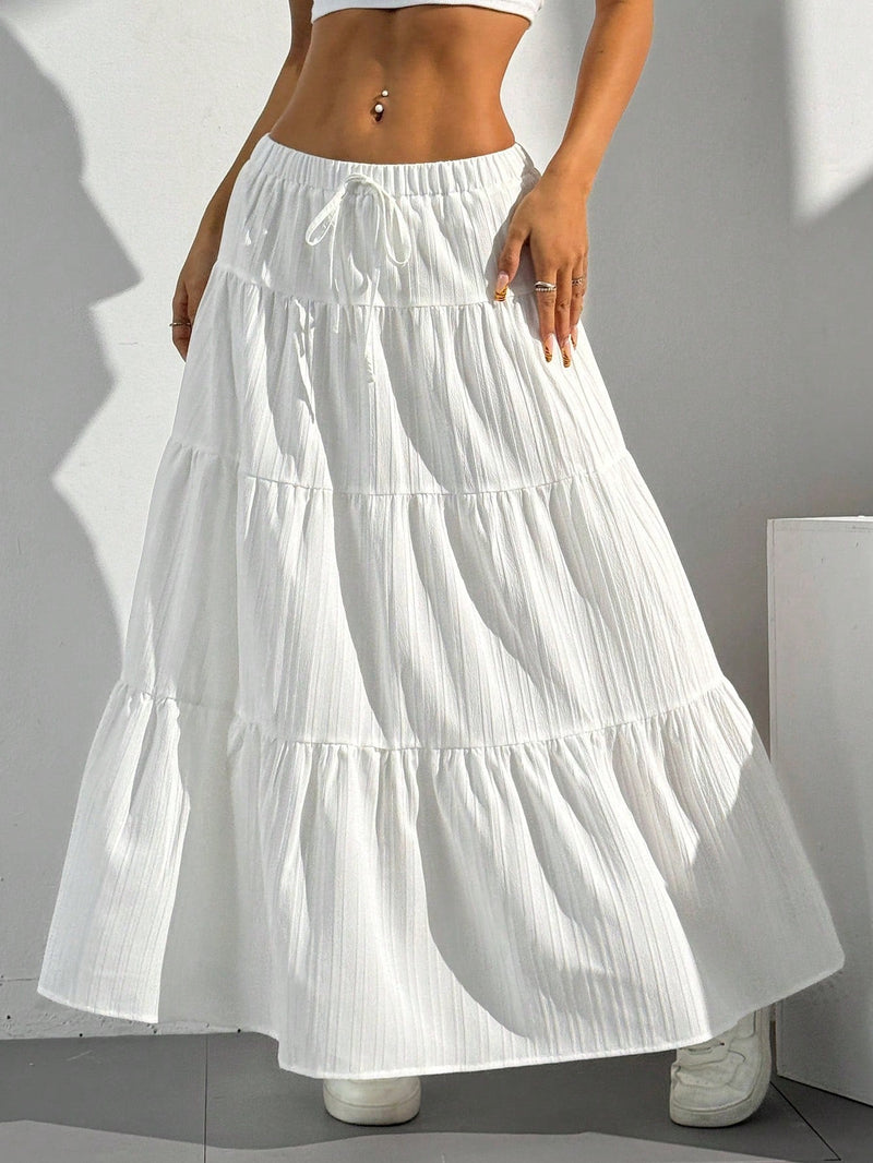 Myla | Jupe longue taille haute à plis pour femme