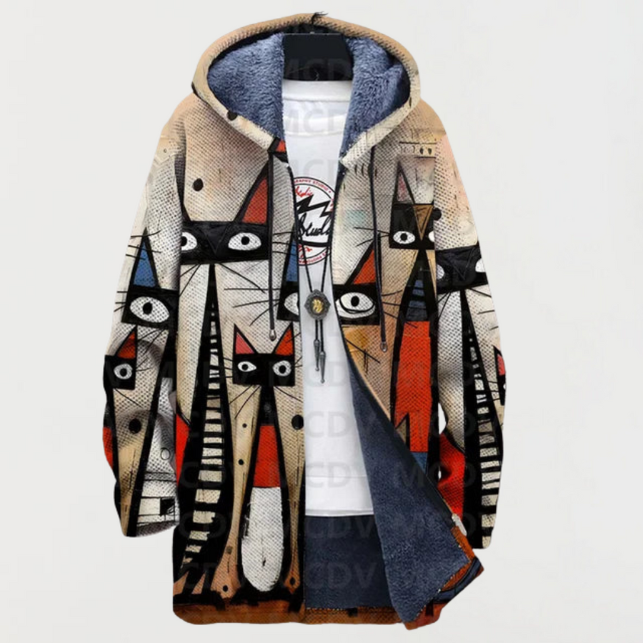 Ellis | Manteau avec Motif Abstrait et Chat