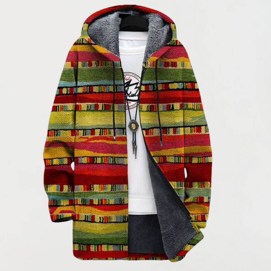 Gaëlle | Veste à Capuche Rayures Ethniques
