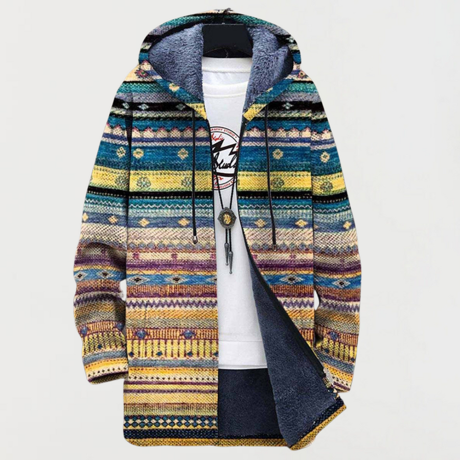 Pauline | Manteau à Capuche Motif Tribal