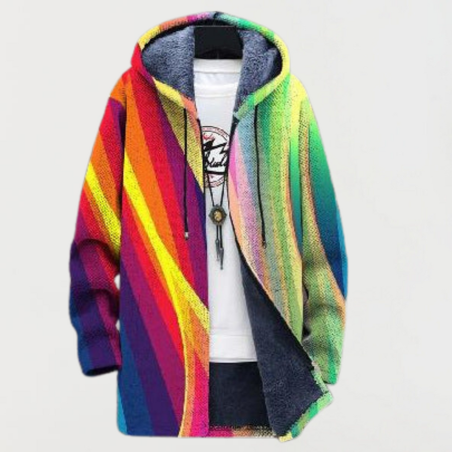 Bérénice | Veste à Capuche Rayures Arc-en-ciel