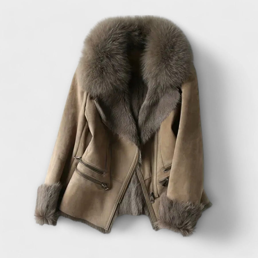 Marine | Manteau Effet Peau Lainée
