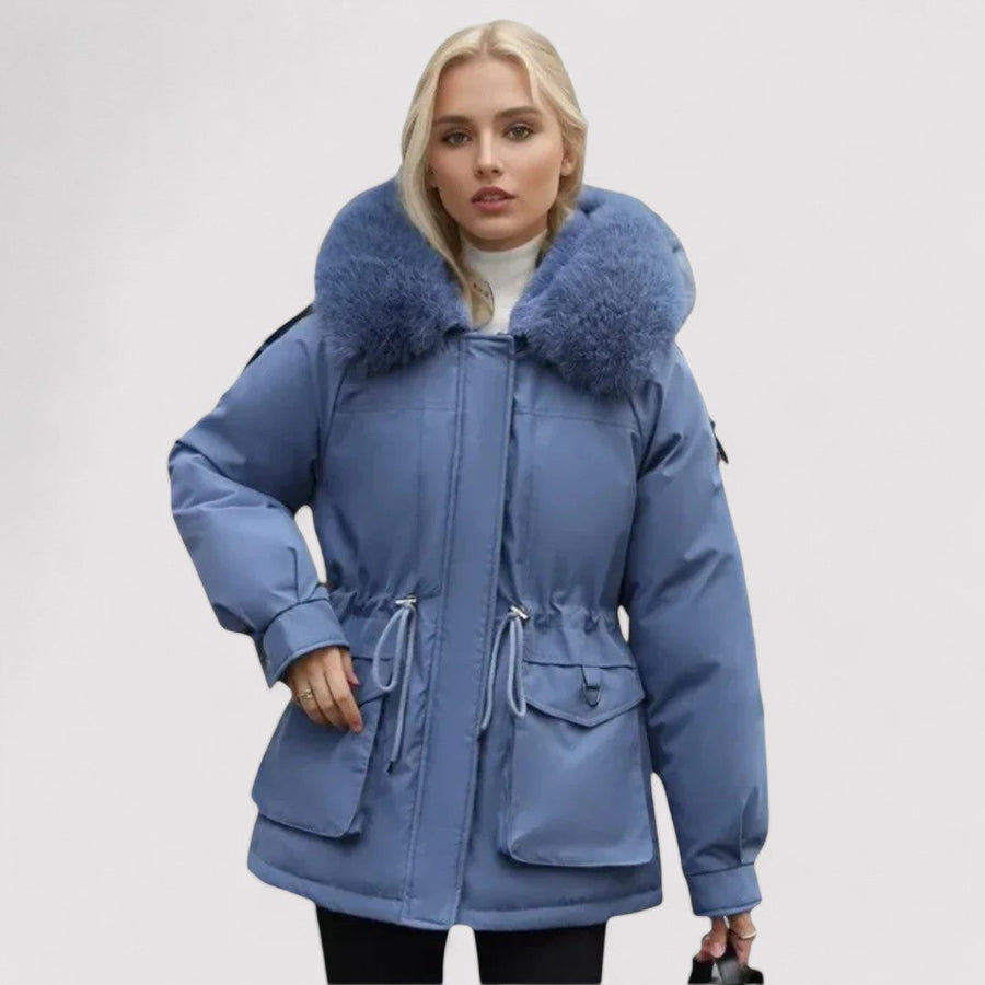 Sabine | Manteau d’Hiver Capuche Fausse Fourrure