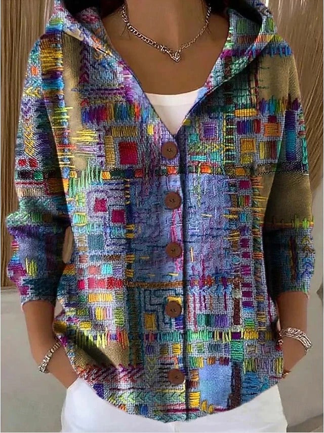Colombe | Gilet à capuche en maille imprimée