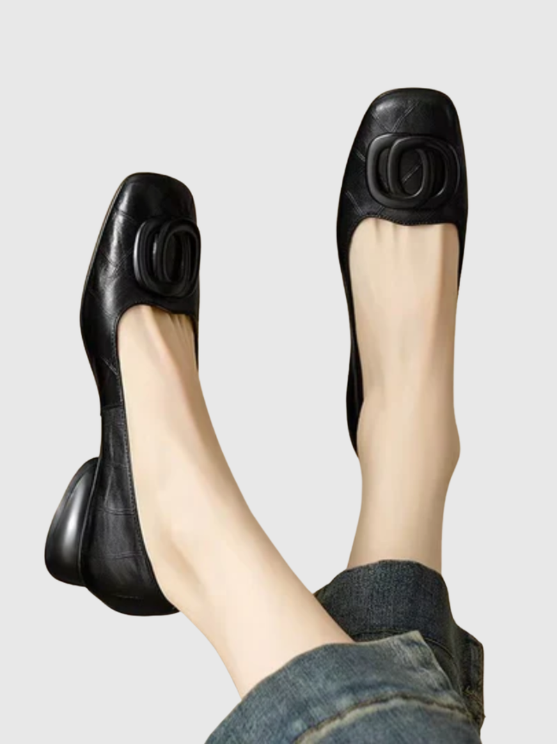 Margot | Ballerines en Cuir Bout Carré