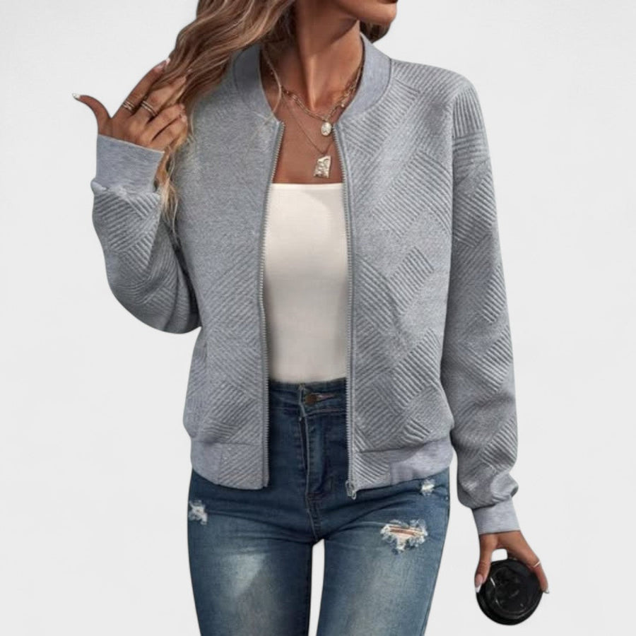Dora | Blouson Bomber Texturé Zippé